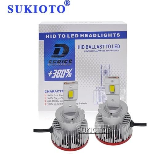 SUKIOTO Plug And Play D2S D3S Car LED Bulb Replacement Original HID Ballast D1S D2S D4S D5S D8S Built-in Canbus LED Headlight