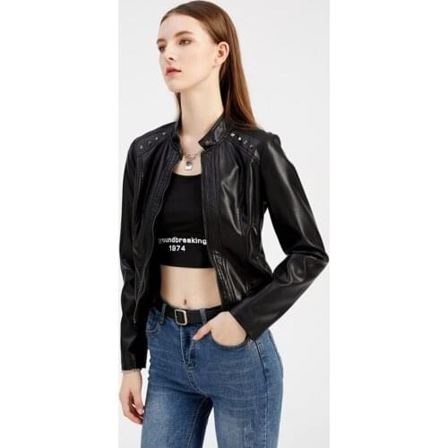 Женские модные кожаные куртки BeckyWalk China At AliExpress