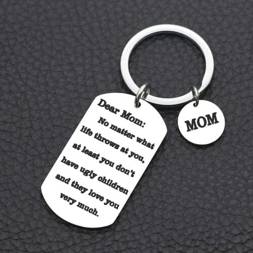 Dear Mom Gifts Keychain for Mother from Daughter Son Christmas And Thanksgiving Day Gifts Birthday Gifts, Silver, DIY Custom