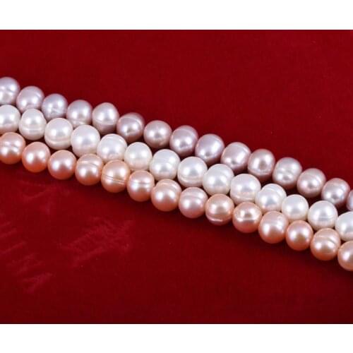 Natural Freshwater Cultured Pearls Beads Near Circle 100% Natural Pearls for Jewelry Making DIY Strand 14 Inches