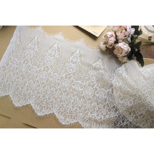 Black/White Thin Embroidered Eyelash Lace Trim ,Wedding Decoration Fabric .Table Cloth DIY Crafts Width 31cm 6Ms/lot