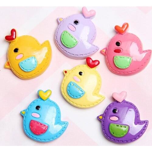 10Pcs/lot Chicken Cartoon Flat back Resin Cabochons Embellishments DIY Cabochon Kids Hair Bows Accessories Phone Case Decoration