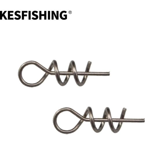 KESFISHING 50PCS 15mm 25mm 35mm 40mm Fishing Connector Hook Soft Bait Spring Centering Pins Fixed Latch Needle Twist Crank Lock
