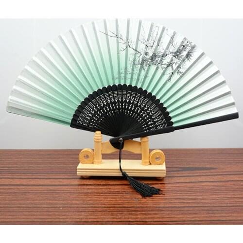 Chinese style painting and calligraphy fan portable ladies folding cherry blossom bamboo wind ITAS6647A