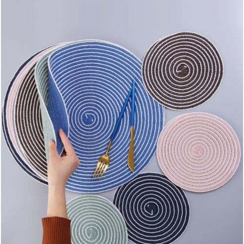 2pcs Ramie Dining Table Mat Woven Placemat Pad Heat Resistant Bowls Coffee Cups Coaster Tableware Mats For Home Kitchen Party