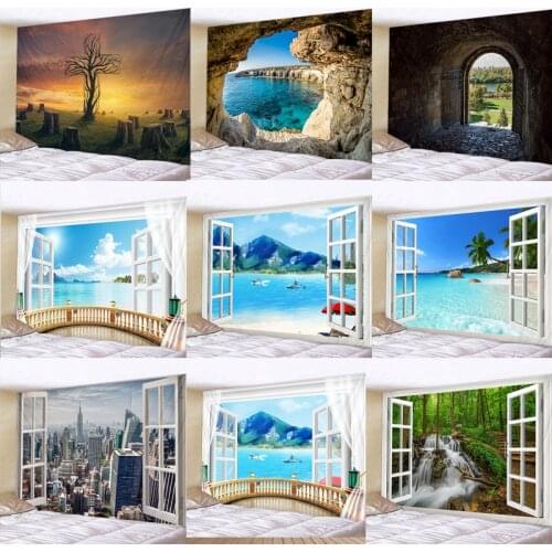 Beautiful Natural Forest Printed Large Wall Tapestry Sea View Hippie Wall Hanging Bohemian Wall Tapestries Mandala Wall Decor