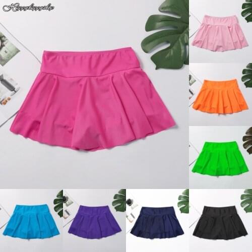 Summer Women Pure Color Swimdress Safety Panty Swimsuit High Waist Beach or Hot Spring Swim Skirts Trunks Bottom Culotte