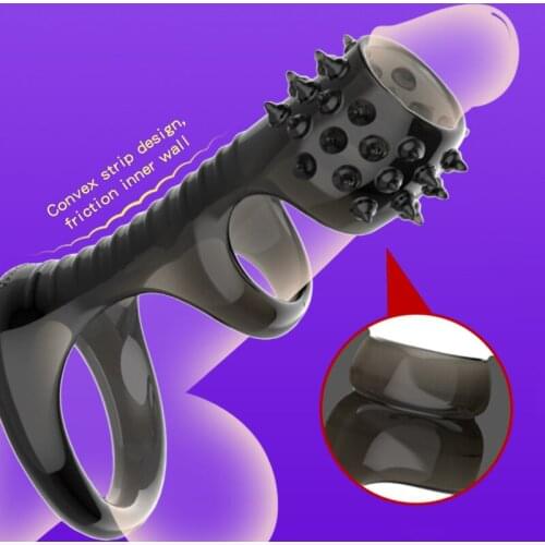 Penis Ring Reusable Sleeve Extender Double Cock Ring Penis Enlargement Delayed Ejaculation Sex Toys For Men Male Chastity Device