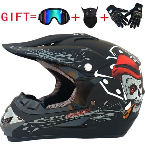 Motorcycle Helmet Locomotive Four Seasons Mens Goggles Gloves Mask Full Cover Personality Cool Kart Mountain Bike