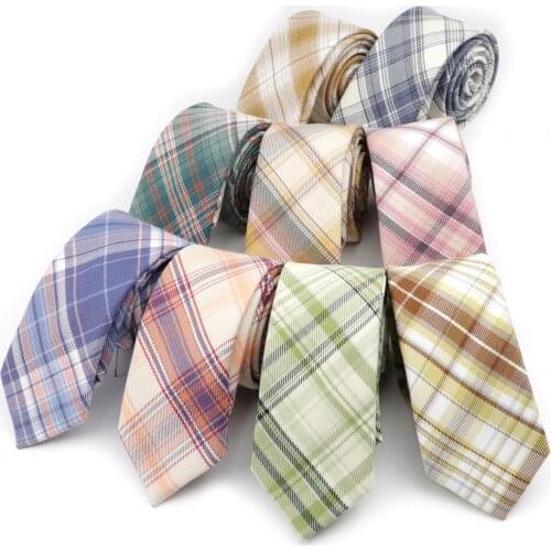 New Arrival Plaid Striped Soft Slim Tie Mens Fashion TR Fabric Polyester Necktie Skinny Tie Men business Small Ties Designer