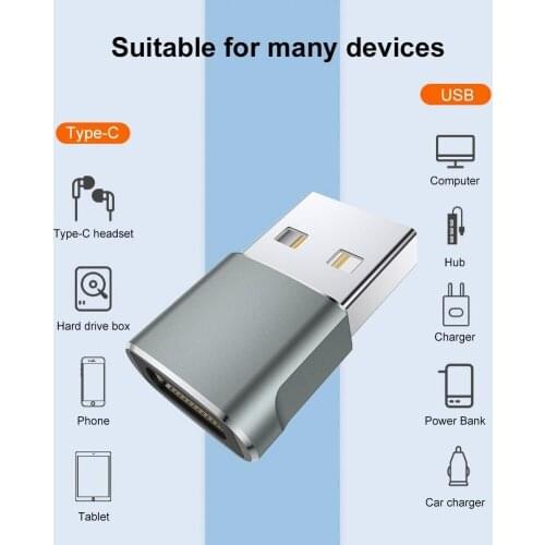 Aluminum Alloy Male USB 3.1 Type-C to Female USB 3.0 OTG Converter Adapter Metal Data Transmitting Connector