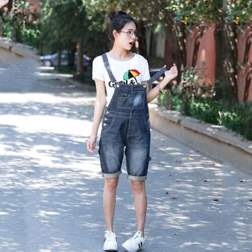 2020 New Modis Denim Shorts Womens Suspenders Five Shorts Thin Section Large size Multi-piece Jumpsuit Size XS-4XL