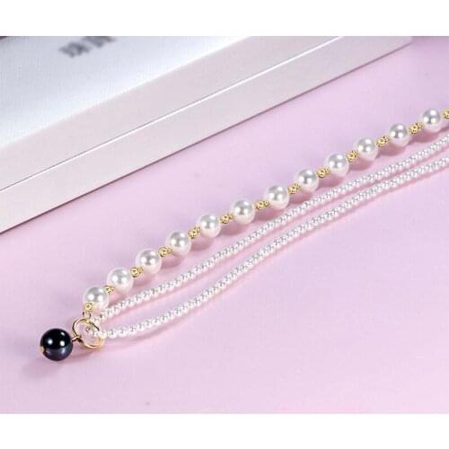 Liemjee Wholesale Fashion Personality Jewelry Beads Asymmetry Pearls Necklace For Women Feature Namour Charm Gift All Seasons