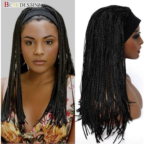 Braided Headband Wig Synthetic Braiding Hair African Braided Wigs Beaudestiny Headband Braided Box Braids Wigs For Black Women