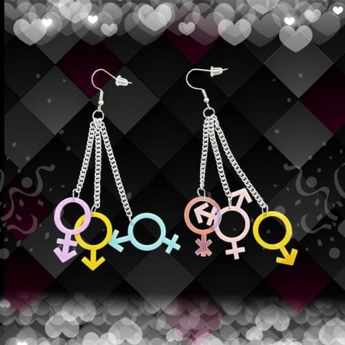 Harajuku Colorful Male Female Symbols Y2k Earrings for Women Acrylic Chain Tassel Earrings Fashion Jewelry 90s Vintage Aesthetic