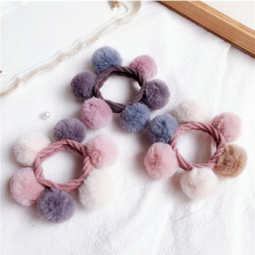 1PCS Women Girls Pompom Elastic Hair Band Puffer Ball Rubber Band Hair Accessories Cute Scrunchies Ponytail Holder for Hair Ties