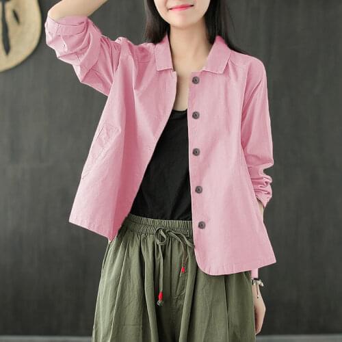 Cotton Linen Shirt Cardigan Jacket Women 2021 Spring Autumn New Retro Loose Sunscreen Shirt Long-sleeved Tops Women Blouse