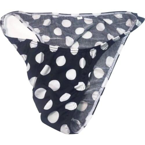 Sexy mens underwear String Bikini Narrow Waist Black white Dots Polyester Breathable penis jockstrap underwear men