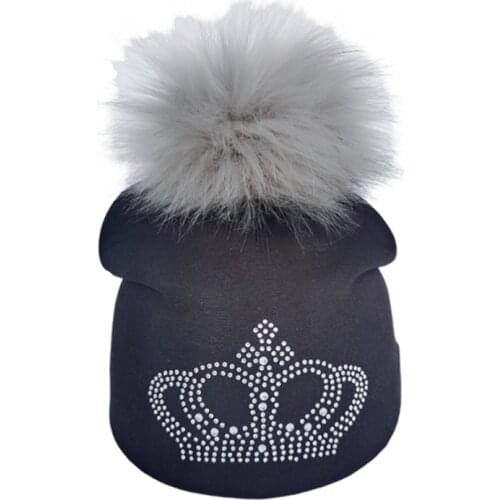 Newborn photography props baby diamond crown hat faux fur pom pom for boy and girl cap pretty set kids newborn photo outfits