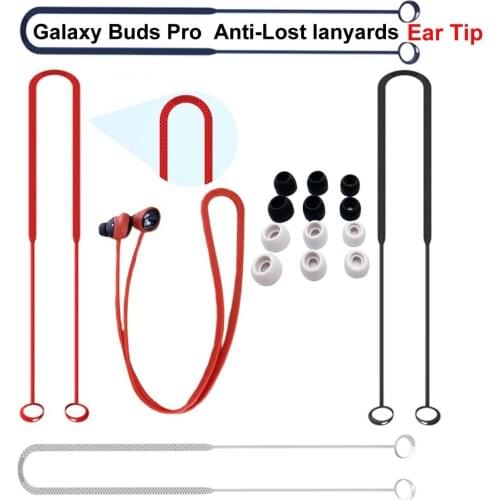 Silicone Anti Lost lanyards Strap Neck Rope Case cover For Samsung Galaxy Buds Pro Earphones with 3Pair Ear Tips
