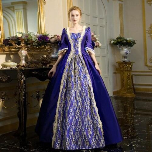 18th Century Medieval Dress Women High Waist Half Sleeve Ball Gowns Princess Lace Patchwork Dress Queen Renaissance Costume