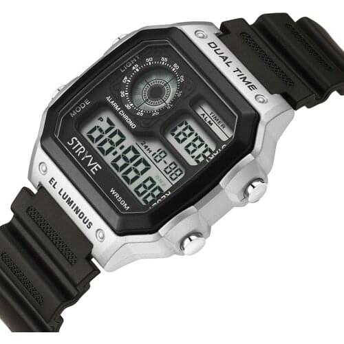 Stryve 8013 Brand New Men Women Electronic Wrist Watches Military Square Count Down Waterproof Digital Led Watch montre homme