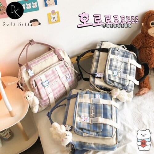 Ladies College Style 3Way Totes Female JK Fresh Plaid Shoulder Bags Girls Japanese Messenger Bags Sweet Large Student Book Bags