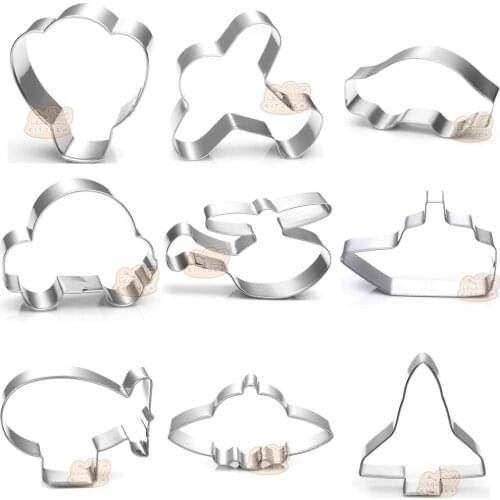 Transportation car plane stainless steel cookie cutter cheap biscuit stamp reposteria fondant cake pastry tool bread mold
