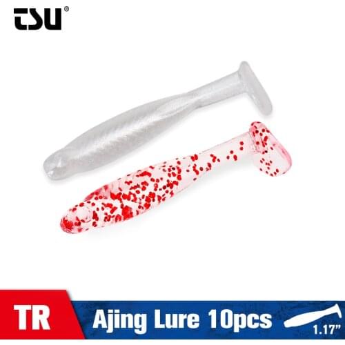 TSURINOYA AJING T-tail Soft Lure TR 0.2g 30mm 10pcs Fishing Lures Rockfish Ocean Rock Luminous Stone Fish JIG Artificial Bait