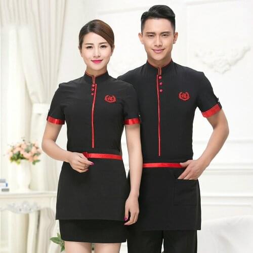 New Design High Quality Chinese Waiter Uniforms Hotel Waiter Clothes Summer Waiter Tops Restaurant Waiter Uniforms