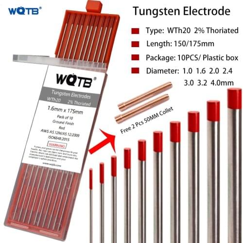 2% Thoriated tungsten electrodes 1.0 1.6 2.0 2.4 3.0 3.2 4.0 welding electrodes WT20 welding rods for tig welding