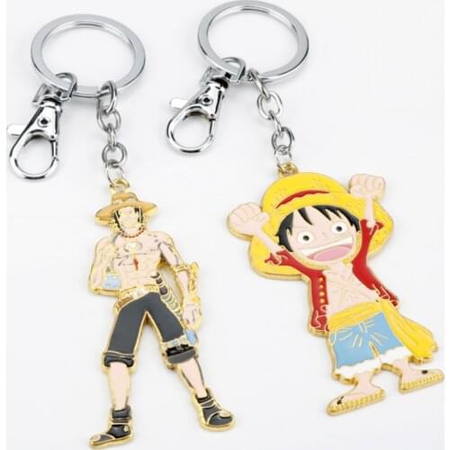 Japan Anime One Piece Key Chain Luffy Ace Alloy Keychain Accessories Pendant Key Ring Charms Keychains for Ladies