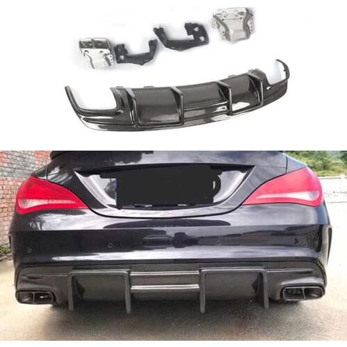 Carbon Fiber Rear Lip Diffuser Spoiler For Benz For CLA Class W117 CLA250 CLA260 CLA45 2013-2019 Back Bumper Exhaust tips