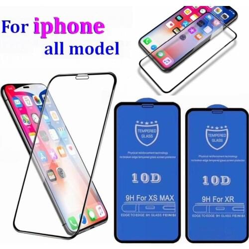 500Pcs 10D Full Glue Tempered Glass Screen Protector Film 3D Curved Edge Full Cover Film For iPhone 12 11 pro max X Xs Max 8
