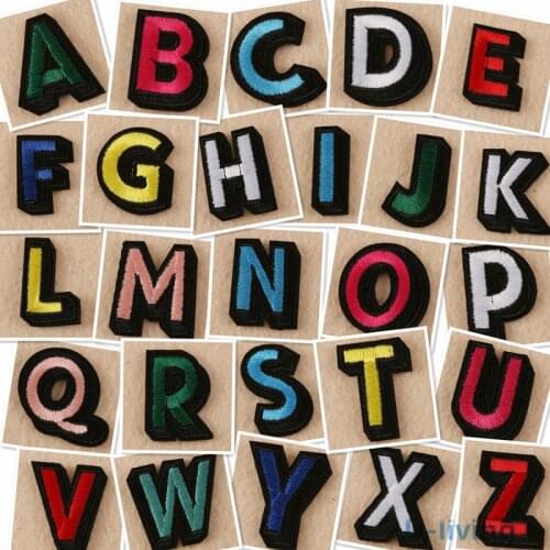 1 pcs A-Z Letter Patch for Clothing Iron on Embroidered Sew Applique Cute Patch Fabric Badge Garment DIY Apparel Accessories 11