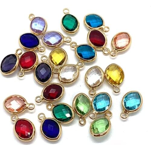 10pcs/Package Color Crystal Pendant Oval Lady Necklace Earrings Jewelry Accessories DIY Handmade Jewelry Charm Birthday Gift