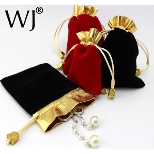 100pcs Luxury Jewellery Pouches Packing Velvet Gift Bags Wedding Jewelry Ring Necklace Bracelet Holder Drawstring Carrying Case