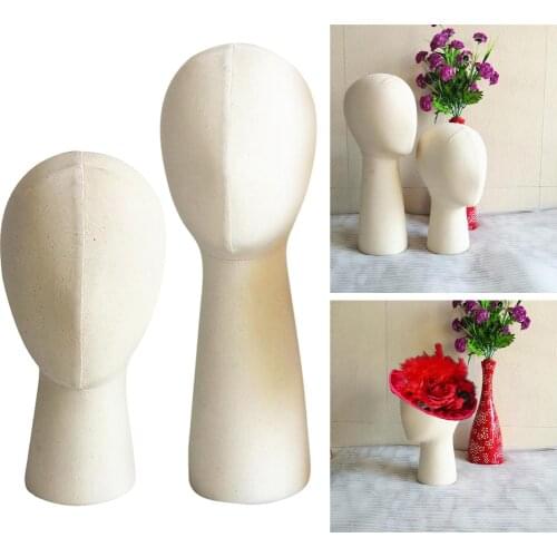 22'' Elegant Wig Mannequin Canvas Cover Cap Hairband Mask Display Stand Head