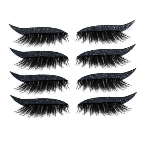 4 Pairs Eyeliner Eyelash Stickers 2 IN 1 Reusable Waterproof Self-Adhesive Glitter Shiny Stickers Party Cosplay 7 Colors Makeup