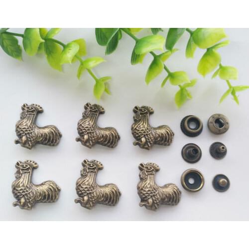 6sets Cock Zinc Alloy Snap Fastener Press Stud Sewing Leather Combined Button Craft For Clothes Garment DIY Decoration 24*27mm