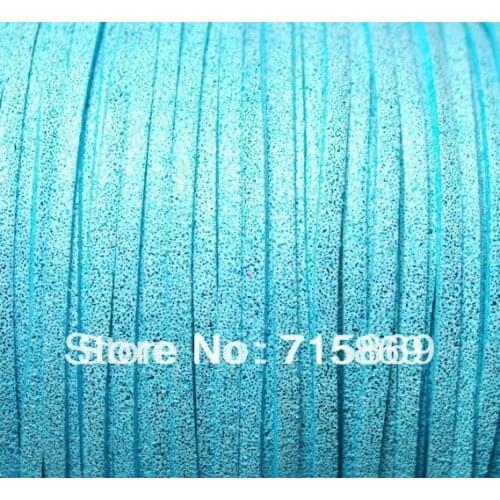 Free Shipping 3mm*1.5mm 100Yards (92 Meters) 3 x 1.5mm Metallic Aquamarine Flat Faux Suede Leather Cord