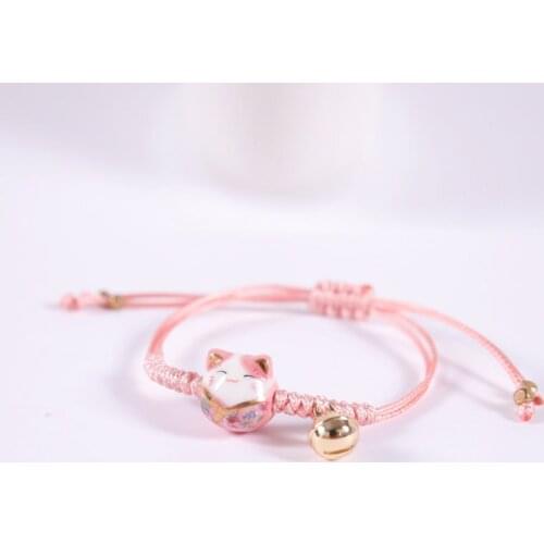 Bracelet Red Rope Chain Woven Cute Lucky Cat Adjustable Small Fresh Student Girlfriends Couple Decorative Jewelry Accessories