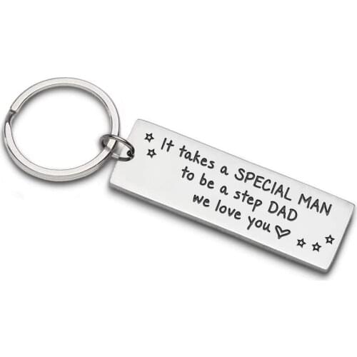 Stepdad Keychain Gifts for Him Step Father Non-Biological Dad Father from Wife Kids Fathers Day Birthday Wedding Gifts