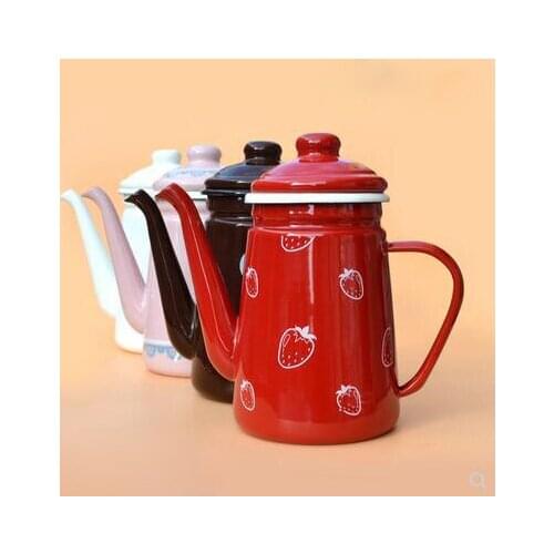 1.1L Enamel Coffee Pot Hand Tea Kettle Induction Cooker Gas Stove Universal