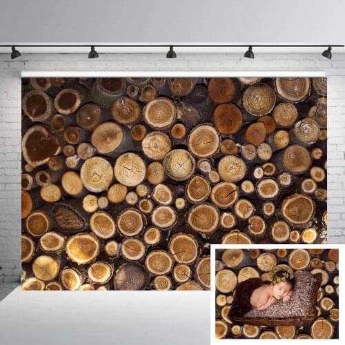 BEIPOTO Pile of cut timber background newborn photography backdrops wood texture baby portrait studio picture photographic