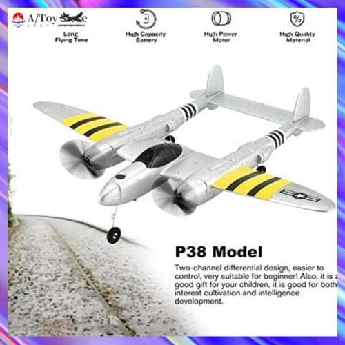 FX-816 World War II Air Force P38 RC Airplane 2.4GHz 2CH RC Aircraft Fixed Wing Outdoor Flight Drone for Kid Toys Silver