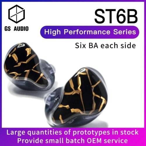 GS AUDIO ST6B 6BA Hybrid Driver HiFi In-Ear Earphones with 0.78 2pin Detachable Cable IEMs for Audiophiles Musician OEM ODM