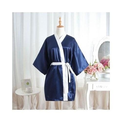 Women Silk Wedding Bride Bridesmaid Robe Floral Bathrobe Kimono Sexy Lace Night Robe Bath Robe Fashion Dressing Gown Party Robe