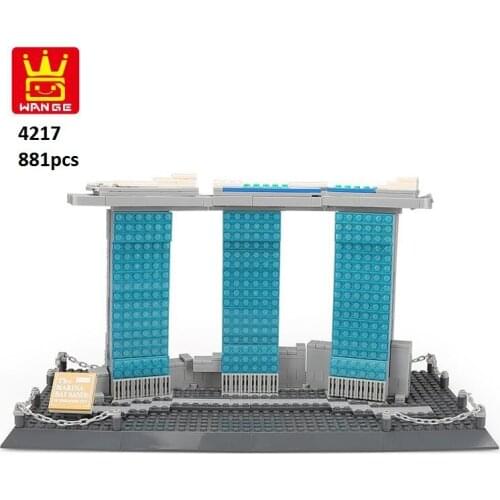Wange BlOCKS World Architecture Series The marina Bay Sands Model Building Bricks Toy For Children Funny Kids Gifts 4217