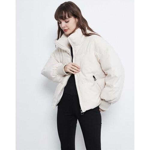 Korean Thick Parka Women Autumn Winter Reflective Zipper Spray-bonded Wadding Coat Casual Solid Jacket Abrigos Mujer Invierno